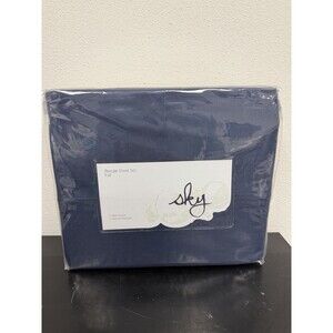 Sky Cotton Percale Full Sheet Set 4 Piece Navy New